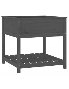 Fioriera con Mensola Grigia 82,5x82,5x81 cm Legno Massello Pino 2