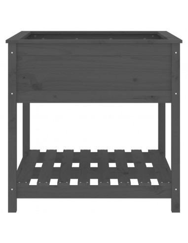 Fioriera con Mensola Grigia 82,5x82,5x81 cm Legno Massello Pino