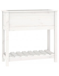 Fioriera con Mensola Bianca 82,5x34,5x81cm Legno Massello Pino 2