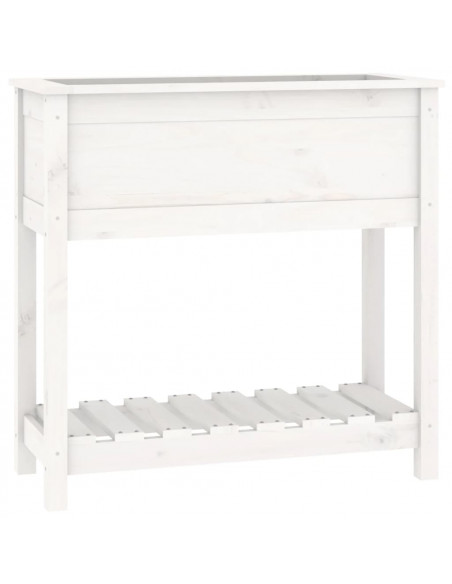 Fioriera con Mensola Bianca 82,5x34,5x81cm Legno Massello Pino