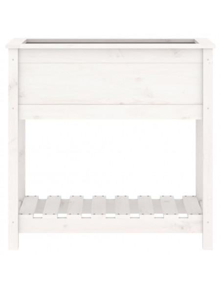 Fioriera con Mensola Bianca 82,5x34,5x81cm Legno Massello Pino
