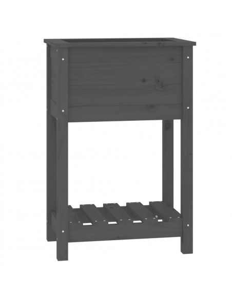 Fioriera con Mensola Grigia 54x34,5x81cm Legno Massello di Pino