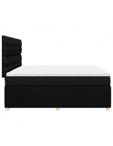 Giroletto a Molle con Materasso Nero 200x200 cm in Tessuto