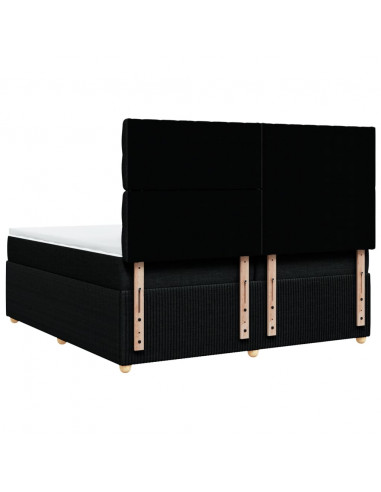 Giroletto a Molle con Materasso Nero 200x200 cm in Tessuto