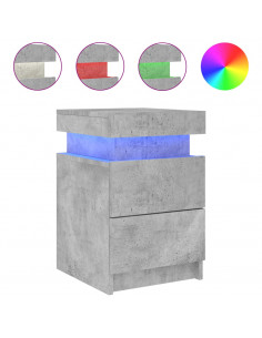 Comodini con Luci LED 2pz Grigio Cemento 35x39x55 cm 2