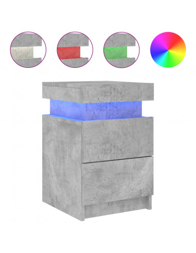 Comodini con Luci LED 2pz Grigio Cemento 35x39x55 cm