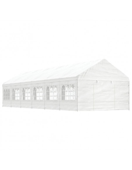 Gazebo con Tetto Bianco 13,38x4,08x3,22 m in Polietilene