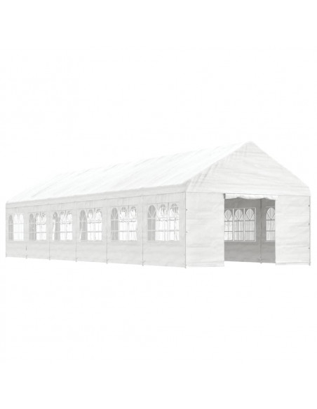 Gazebo con Tetto Bianco 13,38x4,08x3,22 m in Polietilene
