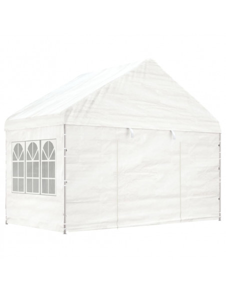 Gazebo con Tetto Bianco 13,38x4,08x3,22 m in Polietilene