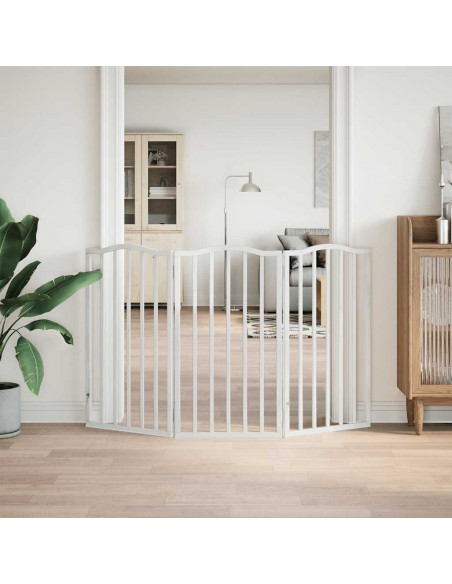 Cancello per Cani Pieghevole 3 Pannelli Bianco 150 cm Pioppo