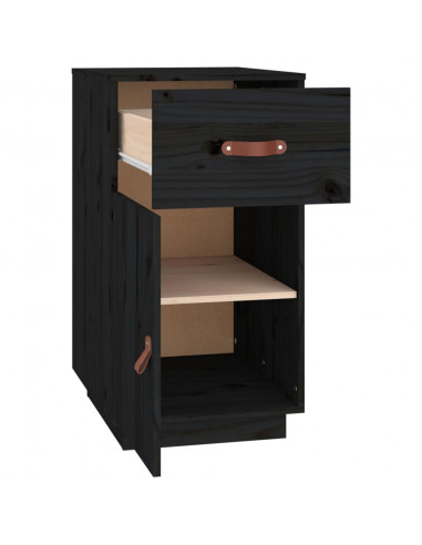Armadietto da Scrivania Nero 40x50x75 cm Legno Massello Pino