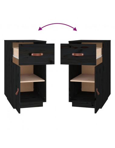 Armadietto da Scrivania Nero 40x50x75 cm Legno Massello Pino