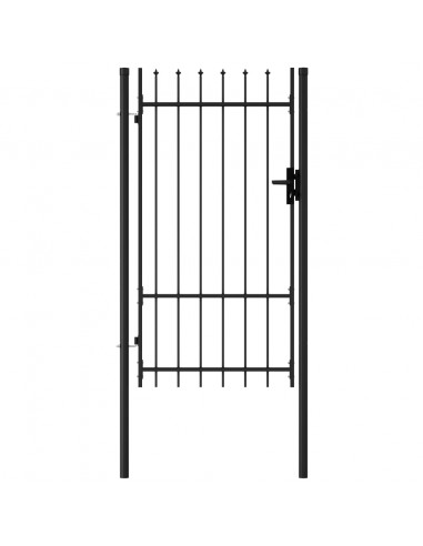 Cancello a Singola Anta con Punte in Acciaio 1x1,75 m Nero