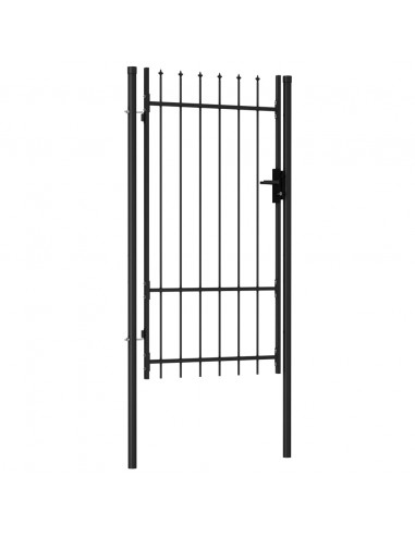 Cancello a Singola Anta con Punte in Acciaio 1x1,75 m Nero