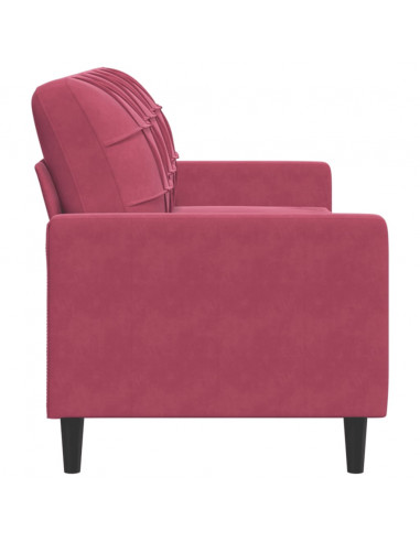 Divano a 3 Posti Rosso Vino 180 cm in Velluto