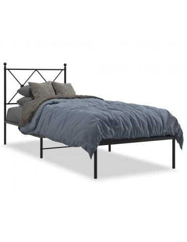 Giroletto con Testiera in Metallo Nero 80x200 cm