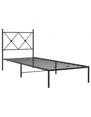 Giroletto con Testiera in Metallo Nero 80x200 cm