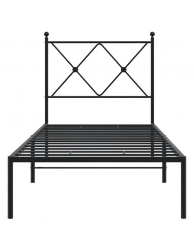 Giroletto con Testiera in Metallo Nero 80x200 cm