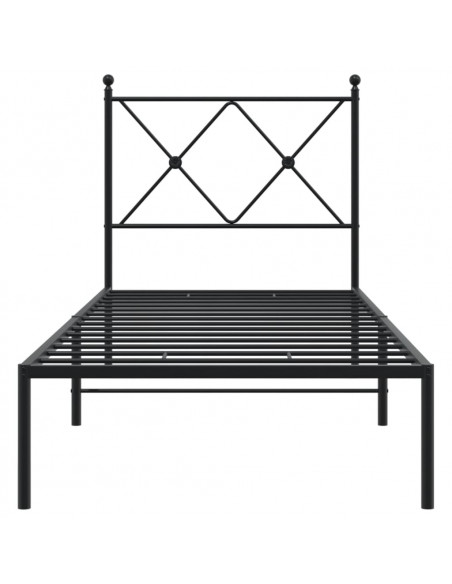 Giroletto con Testiera in Metallo Nero 80x200 cm