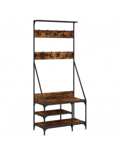 Appendiabiti con Porta Scarpe Rovere Fumo 80x40x184 cm 2