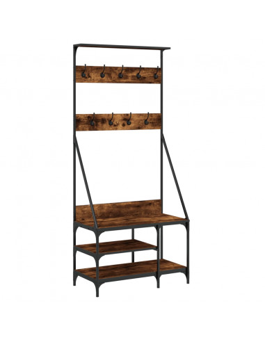 Appendiabiti con Porta Scarpe Rovere Fumo 80x40x184 cm