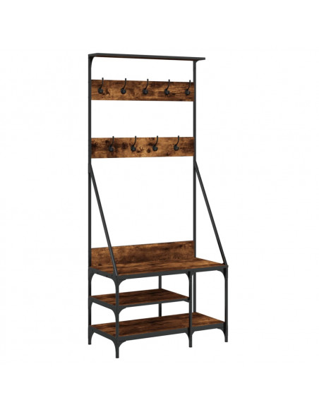 Appendiabiti con Porta Scarpe Rovere Fumo 80x40x184 cm