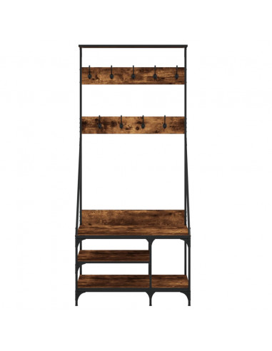 Appendiabiti con Porta Scarpe Rovere Fumo 80x40x184 cm