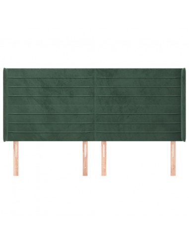 Testiera ad Orecchio Verde Scuro 203x16x118/128 cm in Velluto