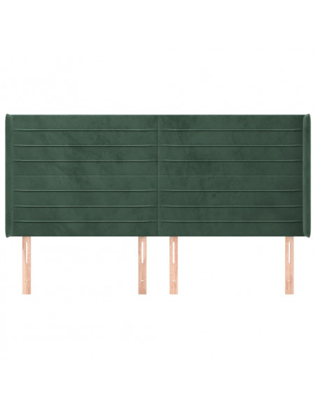 Testiera ad Orecchio Verde Scuro 203x16x118/128 cm in Velluto