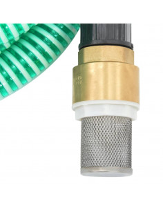 Tubo di Aspirazione con Raccordi in Ottone Verde 1,1" 5 m PVC