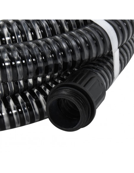 Tubo di Aspirazione con Raccordi in Ottone Nero 1,1" 15 m PVC