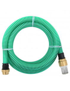 Tubo di Aspirazione con Raccordi in Ottone Verde 1,1" 5 m PVC 2