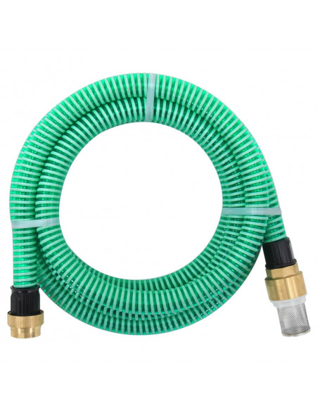 Tubo di Aspirazione con Raccordi in Ottone Verde 1,1" 5 m PVC
