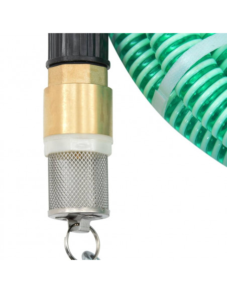 Tubo di Aspirazione con Raccordi in Ottone Verde 1,1" 5 m PVC