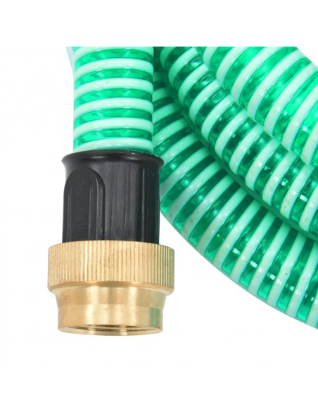 Tubo di Aspirazione con Raccordi in Ottone Verde 1,1" 7 m PVC