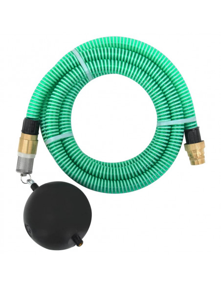 Tubo di Aspirazione con Raccordi in Ottone Verde 1,1" 10 m PVC
