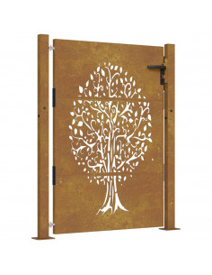 Cancello da Giardino 105x155 cm in Acciaio Corten Design Albero 2