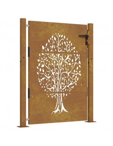 Cancello da Giardino 105x155 cm in Acciaio Corten Design Albero