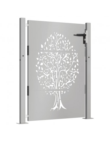 Cancello da Giardino 105x155 cm in Acciaio Corten Design Albero
