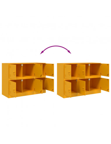 Credenza Giallo Senape 99x39x73 cm in Acciaio