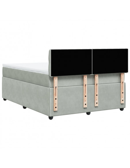 Giroletto a Molle con Materasso Grigio Chiaro 140x200cm Velluto