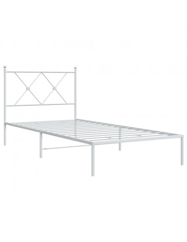 Giroletto con Testiera Metallo Bianco 90x190 cm