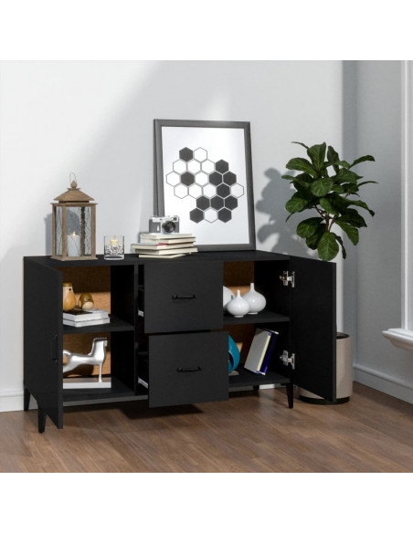 Credenza Nera 100x36x60 cm in Legno Multistrato
