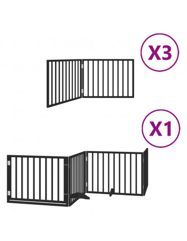 Cancello Cani Porta Pieghevole Nero 10 Pannelli 800 cm Pioppo