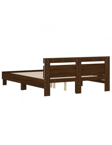 Giroletto con Testiera e LED Rovere Marrone 140x190 cm