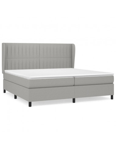 Giroletto a Molle con Materasso Grigio Chiaro 200x200cm Tessuto