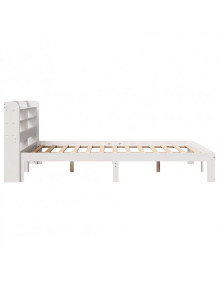 Giroletto con Testiera Bianco 140x190 cm in Legno Massello Pino