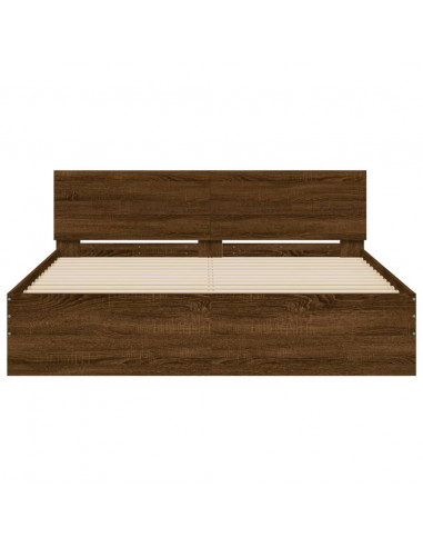 Giroletto con Testiera e LED Rovere Marrone 160x200 cm