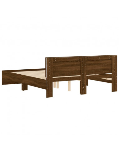 Giroletto con Testiera e LED Rovere Marrone 160x200 cm