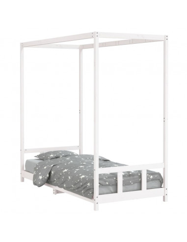 Giroletto per Bambini Bianco 90x200cm in Legno Massello di Pino